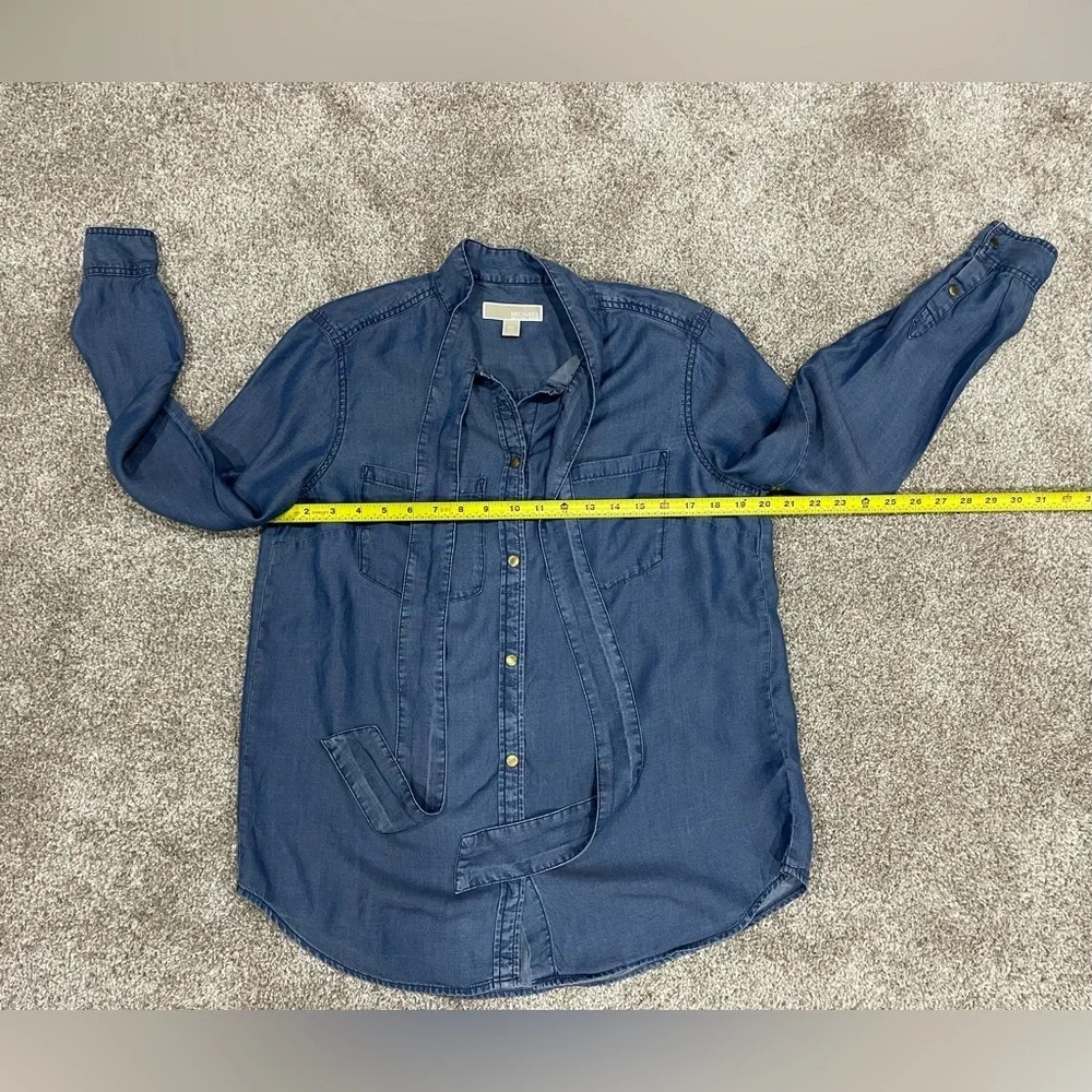 Michael Kors Blue Button Down Shirt with Bow